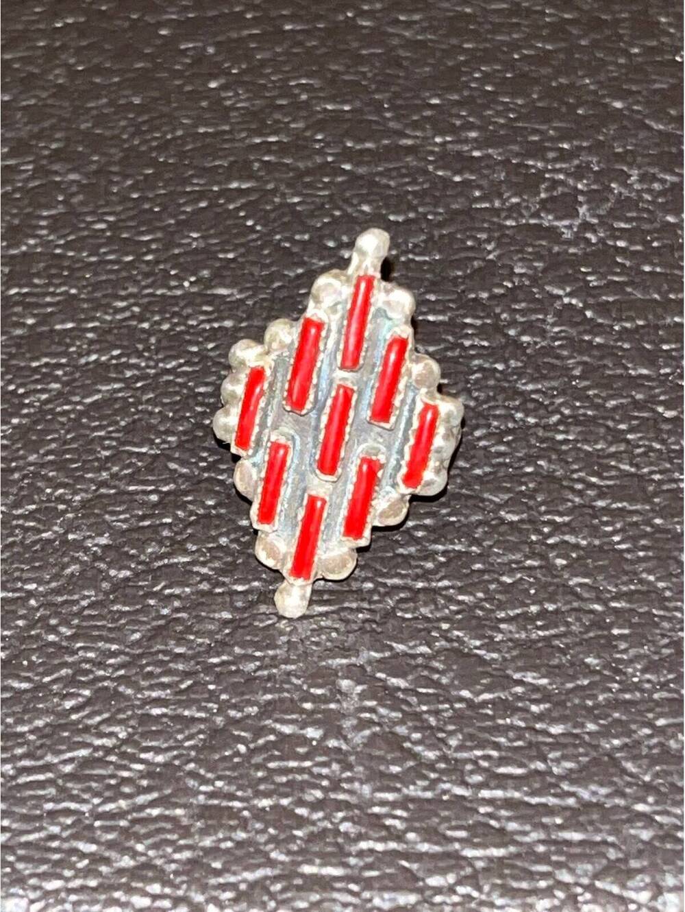 Navajo handmade sterling silver coral ring size 6.5